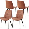 DOMETOUR Set of 4 PU Leather Dining Chairs Mid-Century Modern Armless Chair with Metal Legs For Kitchen Dining Room - 2 of 4