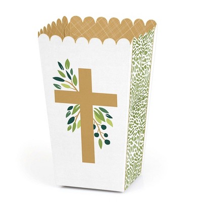 Big Dot of Happiness Elegant Cross - Religious Party Favor Popcorn Treat Boxes - Set of 12