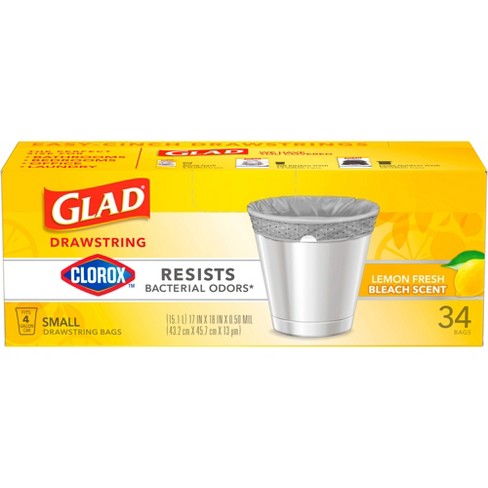 Glad Small Drawstring Trash Bags - Clorox Lemon Fresh - 4 Gallon : Target