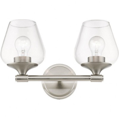 Willow Brushed Nickel 2-Light Vanity Sconce with Clear Glass
