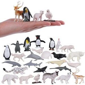 26-Piece Small Polar Animal Figurines Set, Realistic Penguin, Polar Bear & Seal Toys for Educational Play and Cake Decor - 1 of 4