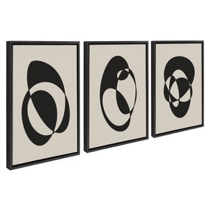 Kate and Laurel Sylvie Retro Midcentury Modern Abstract Graphic Shapes Framed Canvas Art Set by The Creative Bunch Studio - 1 of 4