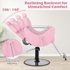 Tangkula Barber Chair Reclining Salon Chair for Hair Stylist w/ Adjustable Height Headrest Pink - 3 of 4