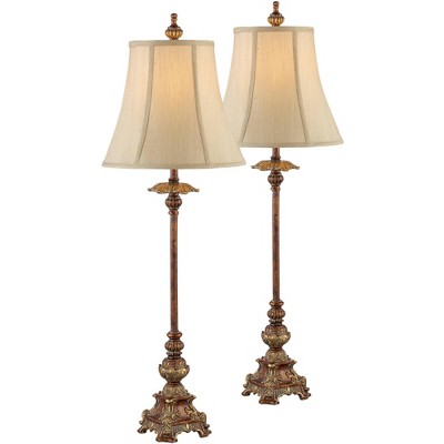 Regency Hill Traditional Buffet Table Lamps Set of 2 Light Bronze Bell Shade for Dining Room