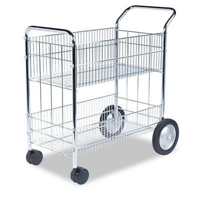 Fellowes Mfg Co. 40912 21.5 in. x 37.5 in. x 39.25 in. Wire Mail Cart - Chrome