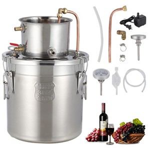 Alcohol Still, Home Commercial Style Brewing Kit, Double Cooled Alcohol Still, With Circulation Pump, Copper Tubing, Dual Display Thermometer - 1 of 4