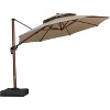 PURPLE LEAF Patio Large Cantilever Umbrella Outdoor Wood Grain Pattern Umbrella Pole Offset Umbrella Heavy Duty Sun Umbrellas for Garden Deck Pool - 2 of 4