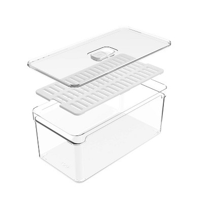 OU Fridge Organizer Bin with Vented Lid 5.3qt, Clear Stackable Refrigerator Storage Bin, Produce Kitchen Storage Container, BPA Free — фото 4