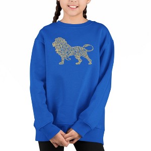 LA Pop Art Lion - Girl's Word Art Crewneck Sweatshirt - 1 of 3
