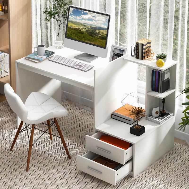 Costway Computer Desk Laptop Table Writing Study Desk Home Office with Bookshelf & Drawers, 5 of 11