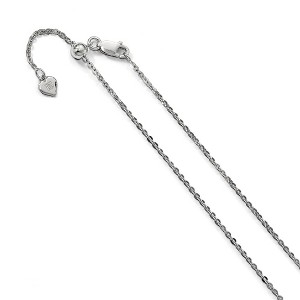 Black Bow Jewelry 1.75mm Rhodium Plated Sterling Silver Adjustable Cable Chain Necklace - 1 of 4
