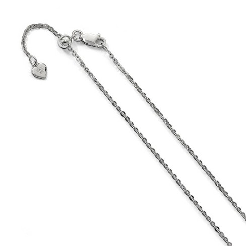 Black Bow Jewelry 1.75mm Rhodium Plated Sterling Silver Adjustable Cable Chain Necklace - image 1 of 4