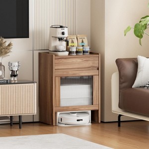 PAKASEPT Mobile Robot Vacuum End Side Table, Nightstand and Bedside Table with Storage Cabinet and Wheels, for Living Room - 1 of 4