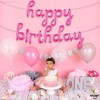 KatchOn, Pink Happy Birthday Balloon Banner - 16 Inch | Happy Birthday Cursive Sign, Hot Pink Happy Birthday Banner - 3 of 4