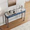 Mid-Century Modern Mirrored Console Table with Solid Wood Base - 4 of 4
