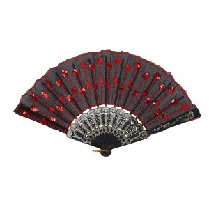 Unique Bargains Sequins Folding Fan 1 Pc - 1 of 4