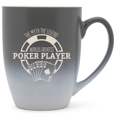 100 North Playing Card 10 Ounce Gray and White Two Toned Ombre, Comfortably Fits Your Hands, Ceramic Tea Coffee Cup Mug, The Myth The Legend World's