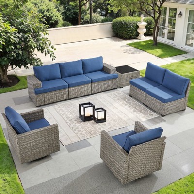 Outdoor Sectional Sofa Patio Furniture Sets with Thickened Cushions