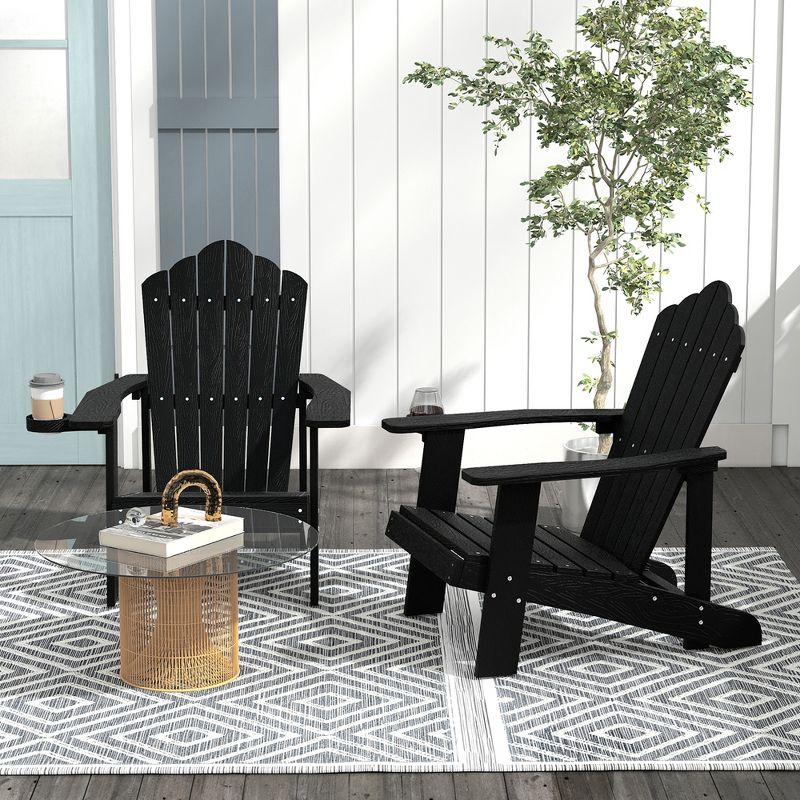 Tangkula Patio HIPS Outdoor Weather Resistant Slatted Chair Adirondack Chair w/ Cup Holder, 2 of 9