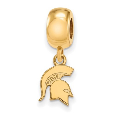 Black Bow Jewelry 14k Yellow Gold Plated Sterling Silver Michigan State Spartans NCAA Bead Charm