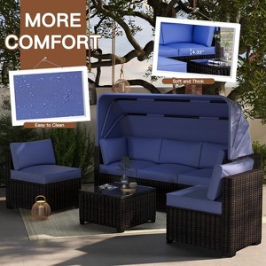 Coucheta 6 Piece Outdoor Daybed Set - Retractable Canopy, Adjustable Backrests, Chaise Lounges for Garden Poolside Backyard - 1 of 4