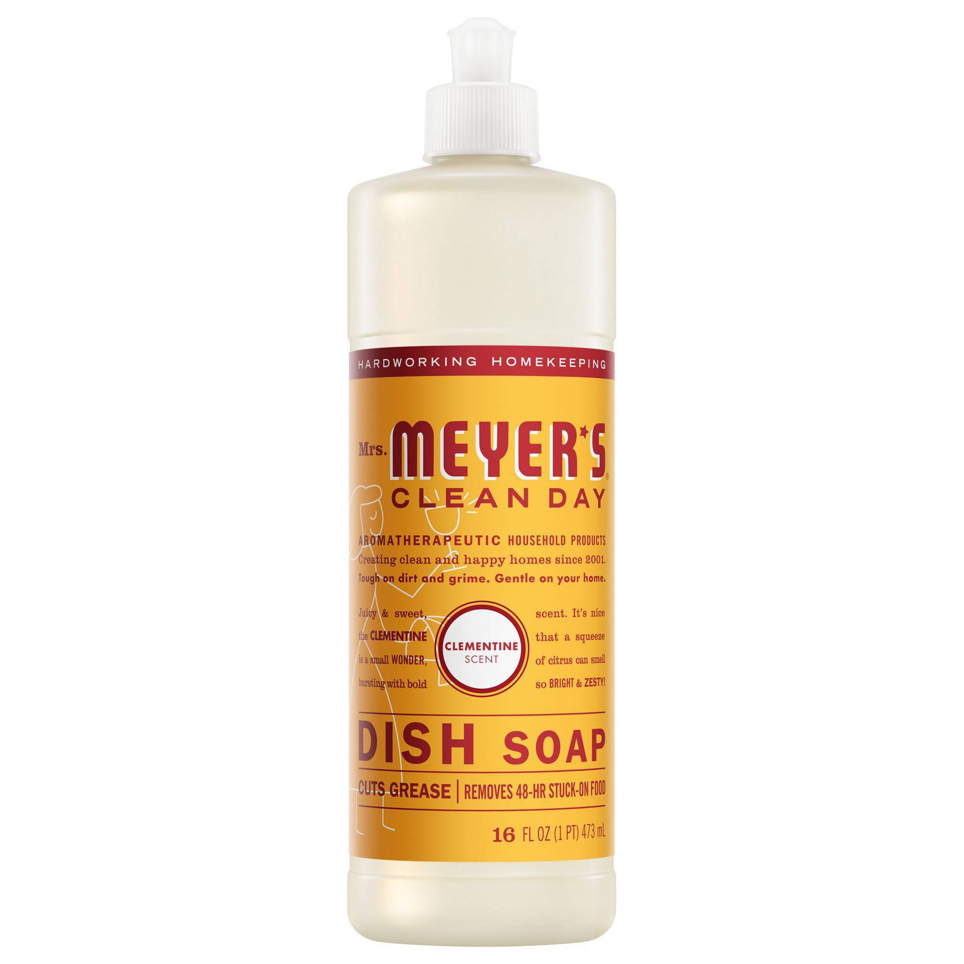 Mrs. Meyer's Clean Day Dish Soap - Clementine - 16 fl oz: Paraben-Free, Dye-Free, Liquid, Removes Grease