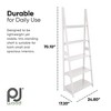 PJ Wood 5 Tier Ladder Shelf Wooden Display Organizer for Books and Décor Storage Stand for Living Room Office Indoor Use, White - 3 of 4