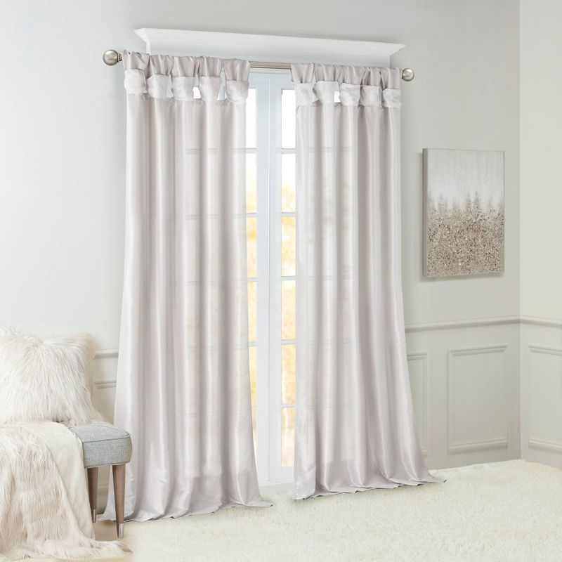 Lillian Twisted Tab Light Filtering Lined Curtain Panel, 3 of 9