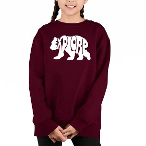 LA Pop Art Explore - Girl's Word Art Crewneck Sweatshirt - 1 of 4