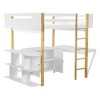 Twin/Full Size Loft Bed Solid Wood Loft Bed Frame With Foldable Desk High Bedframe With Guardrails Built-in Storage Cabinet Cubes Shelves For Kids - image 3 of 4