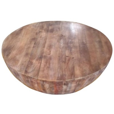 Handcarved Drum Shape Round Top Mango Wood Coffee Table The Urban Port Sturdy Polished Target