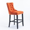 Lyngins Modern Velvet Bar Stools Set of 2, Upholstered Counter Height Bar Stools with Button Tufted & Wooden Legs, Leisure Bar Chairs, Counter Stools - 4 of 4