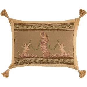 Mina Victory Vintage Roman Lady & Cherubs 19" x 25" Taupe Indoor Throw Pillow - 1 of 4