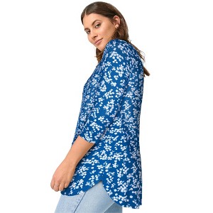 ellos Plus Size Three-Quarter Sleeve Curved Hem Tunic - 1 of 4