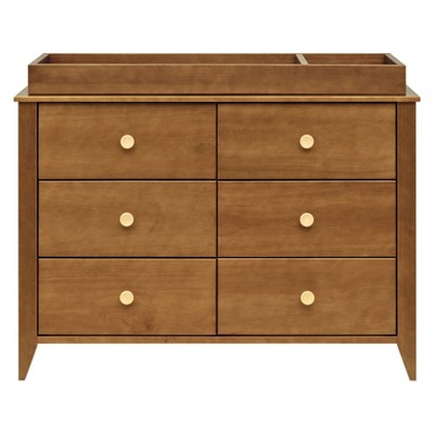 Chestnut and Natural Mid-Century Double Dresser with Ball Bearing Glides