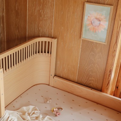 Organic Cotton Beige Crib Sheet with Rainbow Design