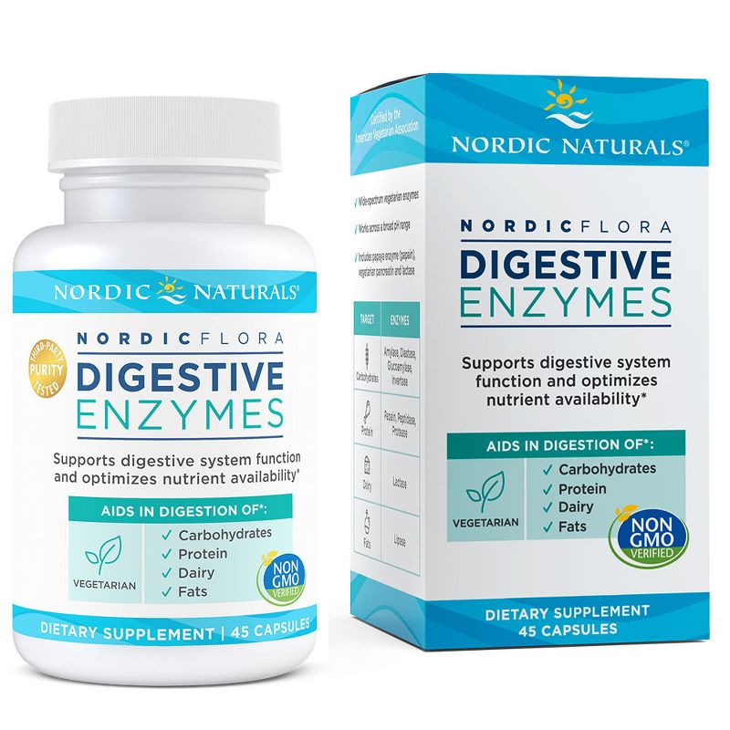 Nordic Naturals Flora Digestive Enzymes - Wide Spectrum Digestive Support, 45 Ct, 1 of 4