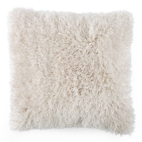 24x24 Oversized Plush Faux Fur Square Throw Pillow Beige - Yorkshire Home  : Target