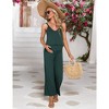 Women's Maternity Jumpsuit Sleeveless V Neck Ribbed Adjustable Strap Layered Front Wide Leg Overall Rompers - image 2 of 4