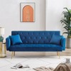 MYINDA Velvet Futon Reclining Sofa Bed with 2 Pillows for Living Room, Convertible 3 Adjustable Sofa Couch with Metal Legs for Small Spaces - 2 of 4