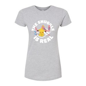 Women's - Pokémon - The Snuggle Is Real Pikachu And Sylveon Fitted Graphic T-Shirt - 1 of 3