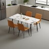 Modern 5 PCS Dining Set, Dining Table with Sintered Stone Top and Metal Legs, Metal Frame Dining Chairs with Brown Polyester Cover-Baofuwish - 2 of 4