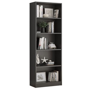 Kumasinova 5-Tier Freestanding Bookshelf with Adjustable Shelves,Elegant Wooden Bookcase Display Storage Organizer for Living Room & Study,Gray - 1 of 4