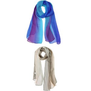 Elerevyo Women Long Chiffon Lightweight Gradient Color Scarves 2 Pcs - 1 of 4