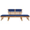 vidaXL 2-in-1 Convertible Bench, Patio Daybed, Solid Acacia Wood, Brown Frame & Blue Cushion - 4 of 4