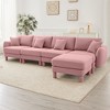 Boucle Fabric Convertible L-Shaped Sectional Sofas with Shell-Shaped Armrests, Removable Ottoman, and Wrapped Cylindrical Legs - 2 of 4