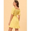 Allegra K Women's Square Neck Puff Sleeve Smocked Floral Ruffled Hem Dress - 4 of 4