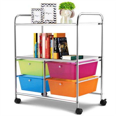 Tangkula 4 Drawer Cart Storage Container Bins With Wheels For  Home&school&office Transparent Multicolor : Target