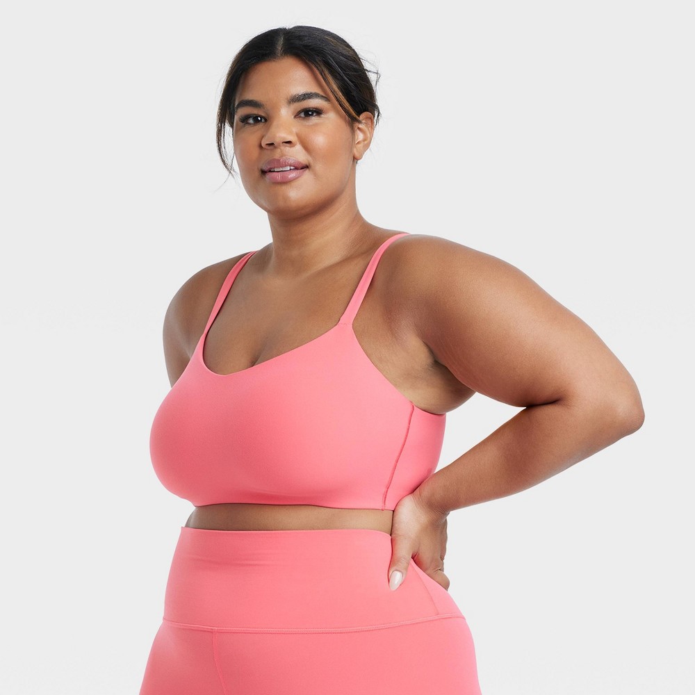 Women's Everyday Soft Light Support Strappy Sports Bra - All In Motion™ Coral Pink 4X