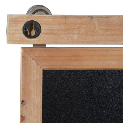 Rustic Brown Wood and Iron 21" Wall Chalkboard Decor
